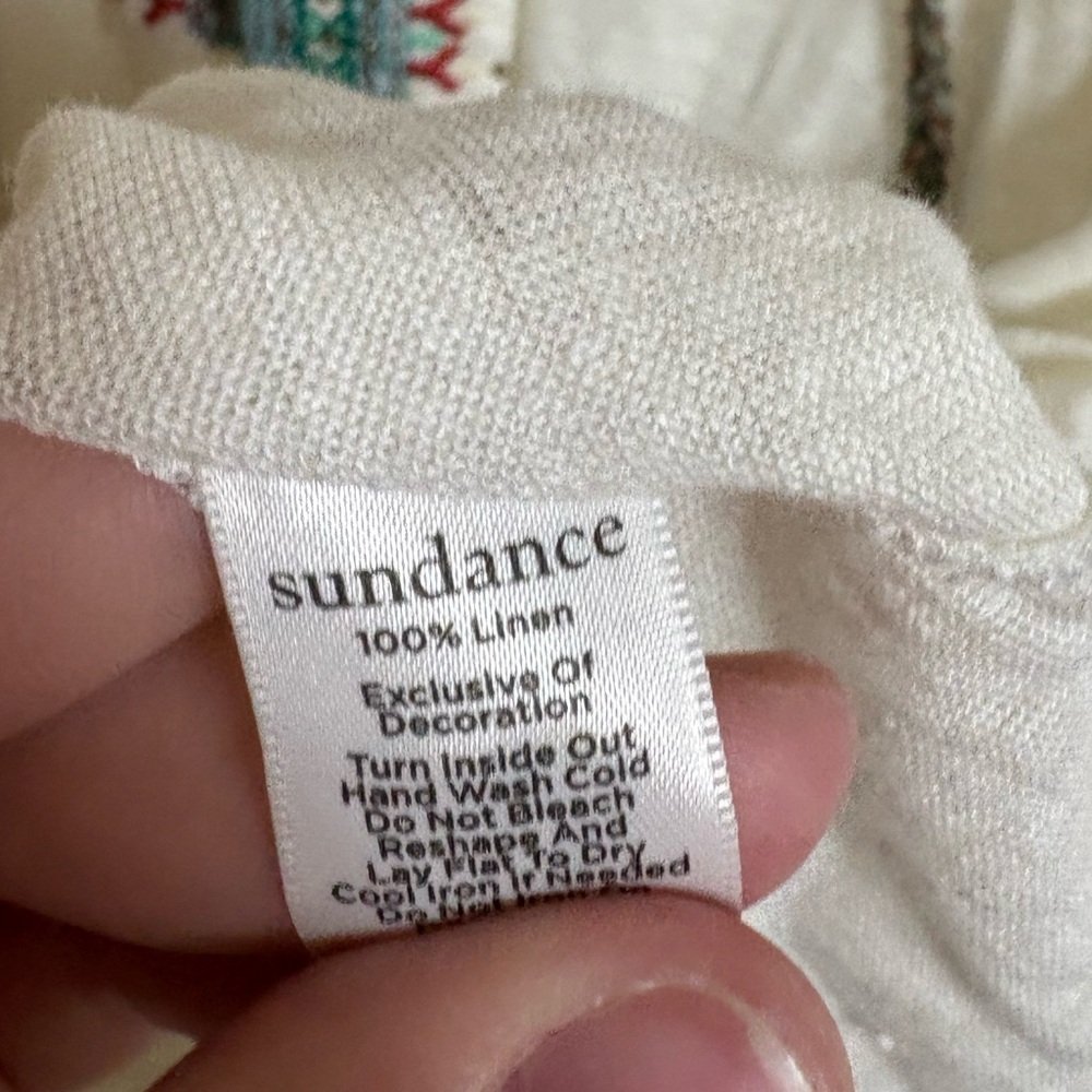 Sundance Long Sleeved Cream Top with Multicolor Accents XS - Picture 3 of 5